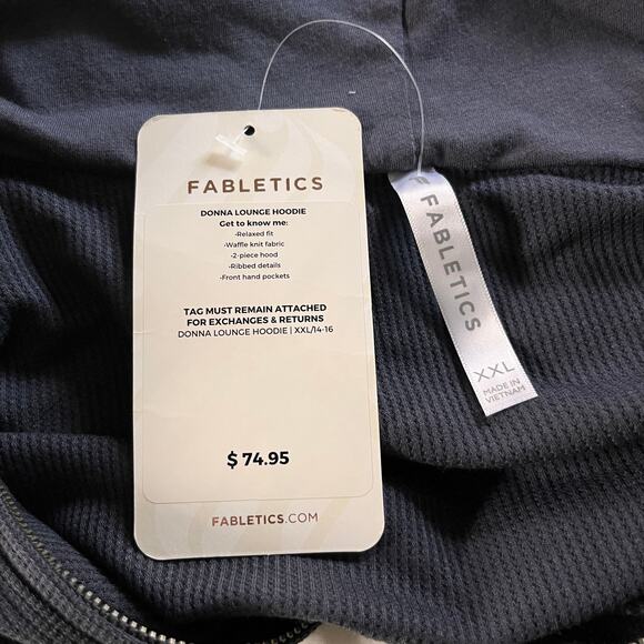 Fabletics Donna Lounge Hoodie Waffle XXL 14/16 Pewter Gray New - Picture 9 of 13